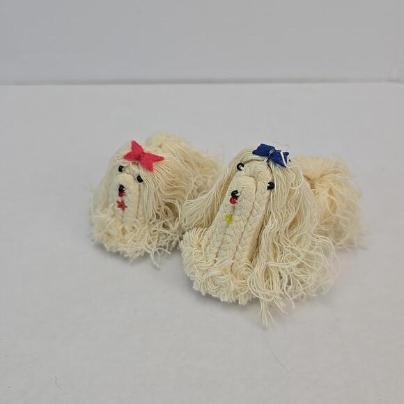 Other - Vintage Lot of 2 Handmade Dogs from Threads White